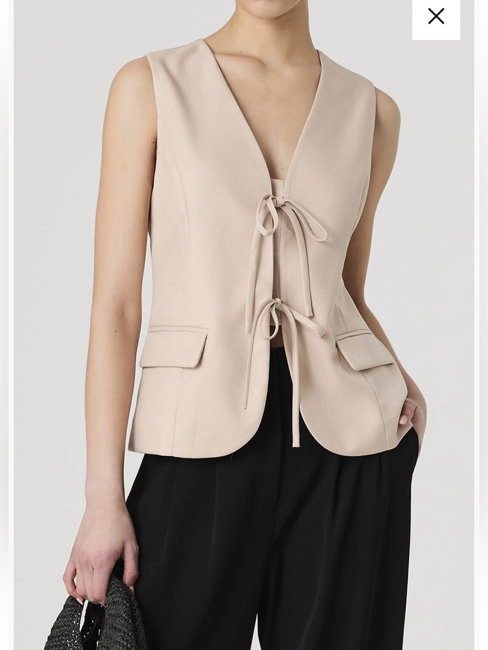 French Connection dusty pinkTie Front VestMinimalist Officecore Tailored Workwea